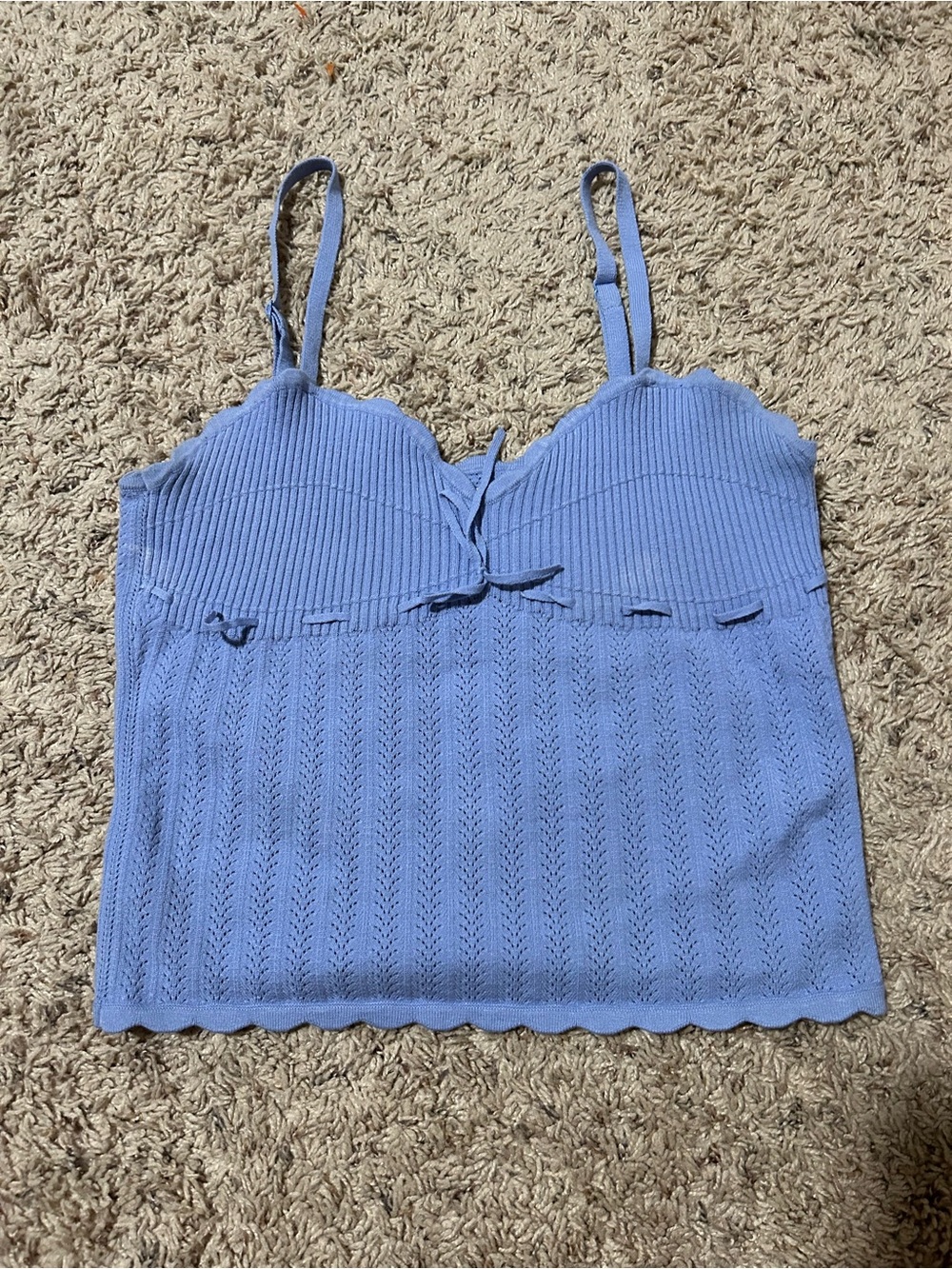 Wilfred Light Blue Knit Camisole with Scalloped Hem